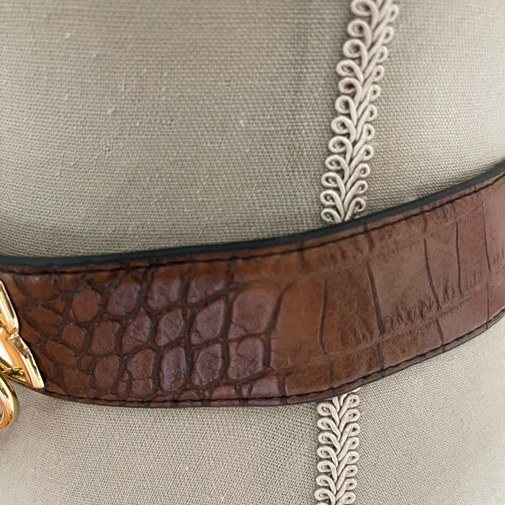 BCBGMaxAzria Croco Design Belt with Decorative Gold Buckle and Chain Detail - Picture 5 of 8